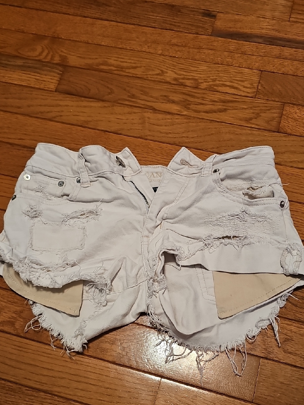 American Eagle Outfitters White Distressed Denim Shorts